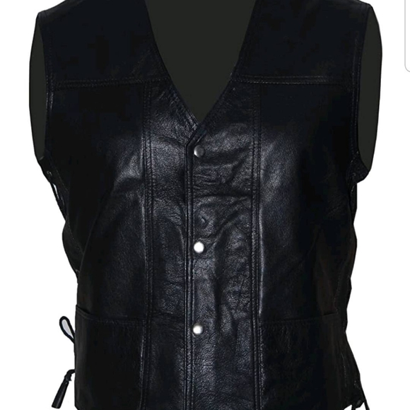 GREAT BLACK LEATHER VEST - Picture 2 of 2